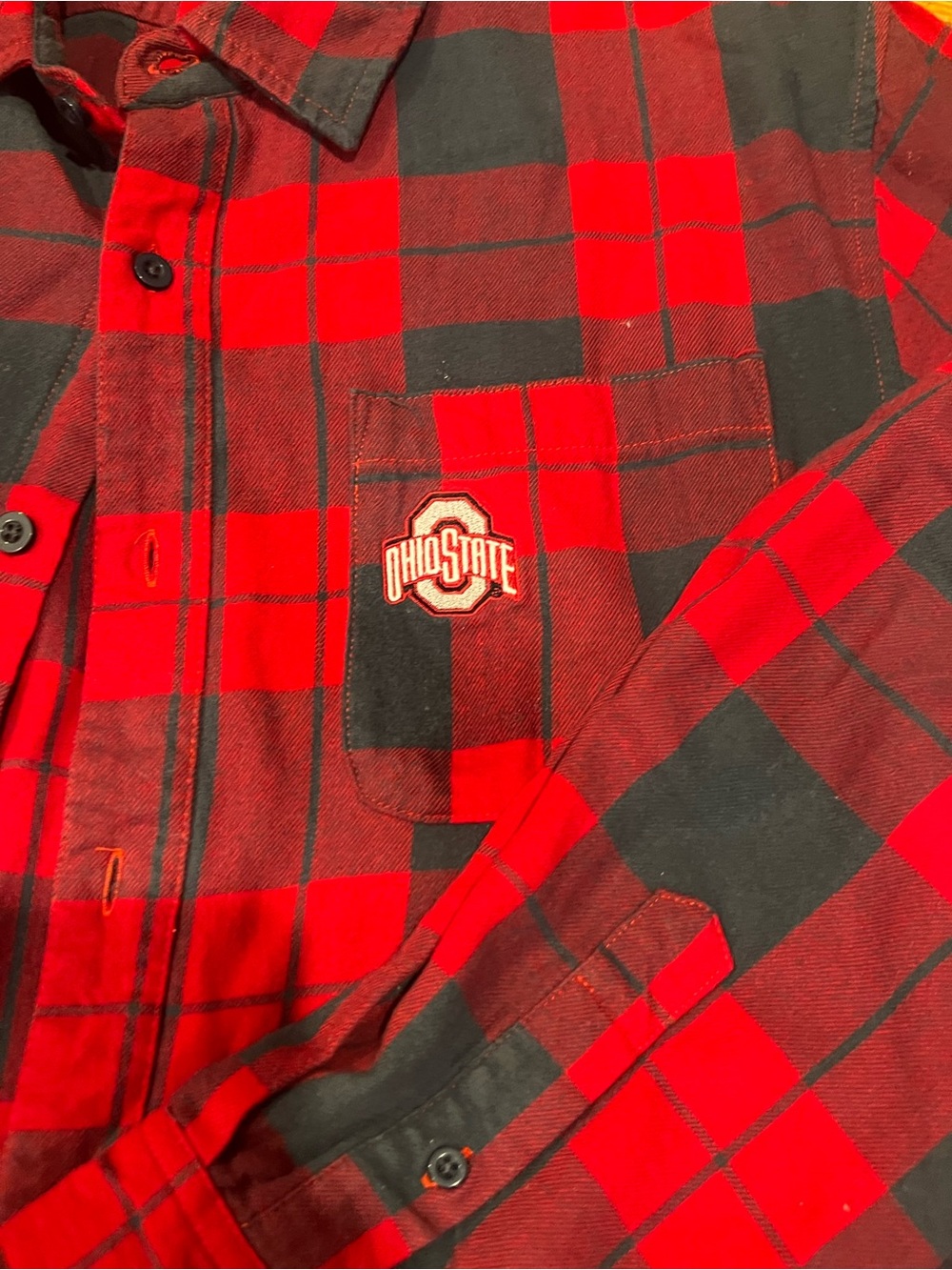 Varsity Authentic Apparel Ohio State Football Buffalo Plaid Button Cotton Shirt